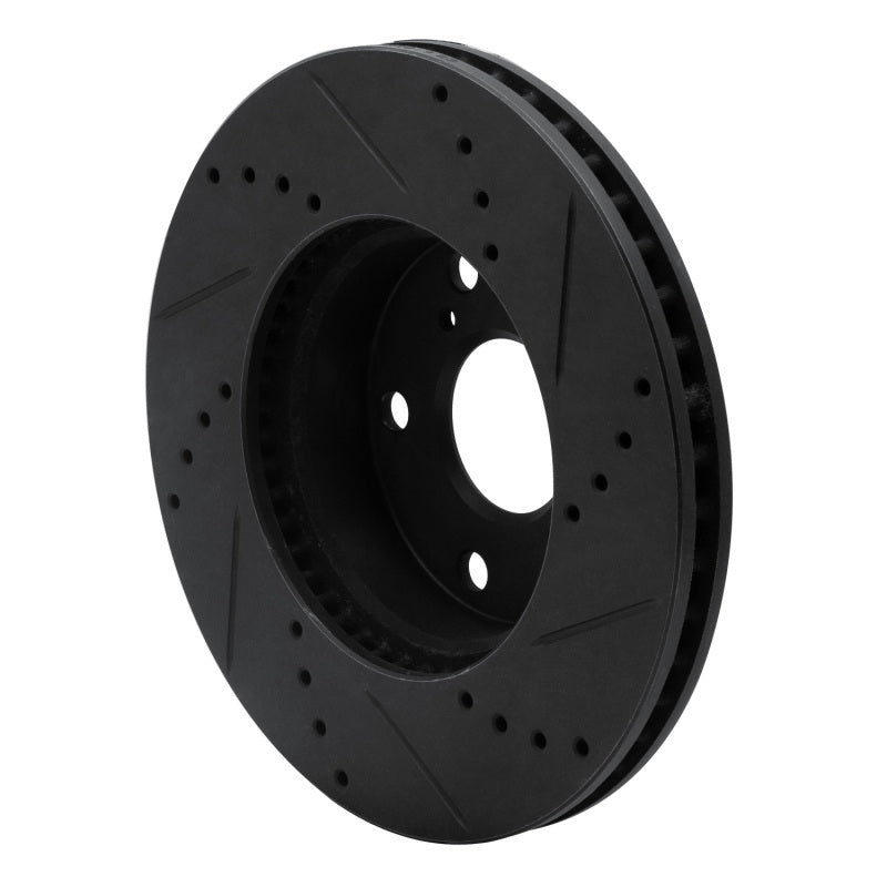 R1 Concepts R1 05-15 Toyota Tacoma Front Left Drilled & Slotted Black Brake Rotor