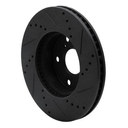 R1 Concepts R1 05-15 Toyota Tacoma Front Left Drilled & Slotted Black Brake Rotor