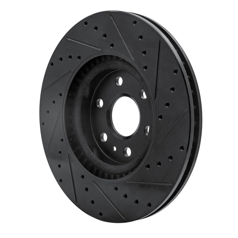 R1 Concepts R1 10-16 Cadillac SRX Front Left Drilled & Slotted Black Brake Rotor