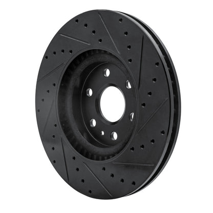 R1 Concepts R1 10-16 Cadillac SRX Front Left Drilled & Slotted Black Brake Rotor