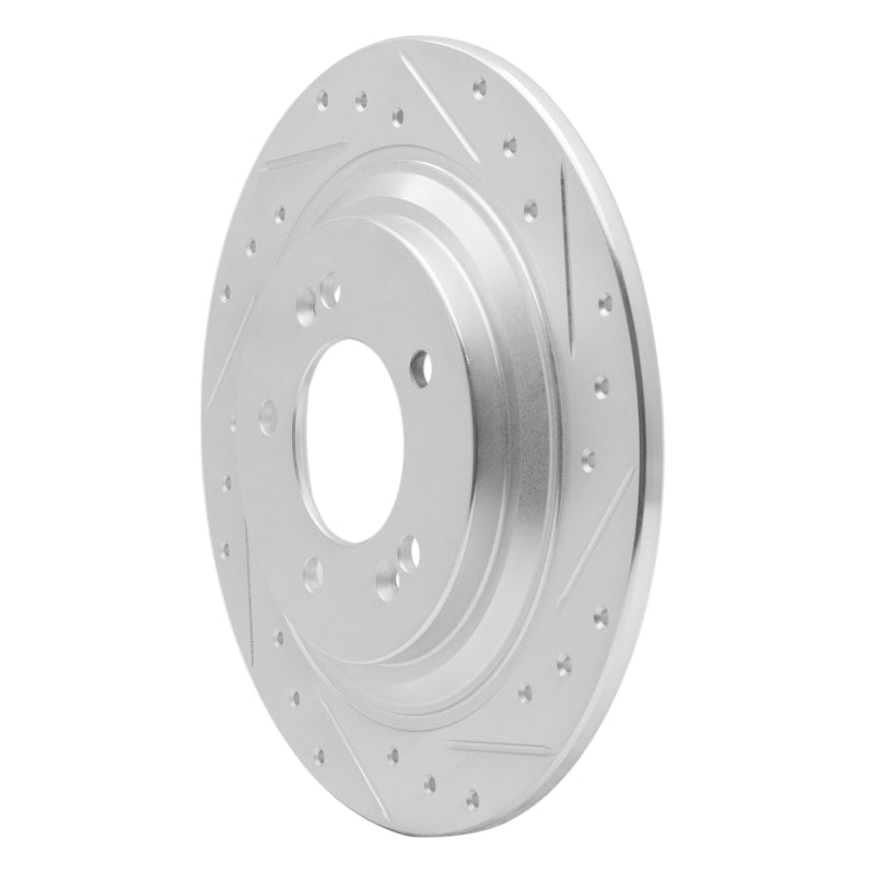 R1 Concepts R1 17-23 Hyundai Kona EV Rear Right Drilled & Slotted Silver Brake Rotor