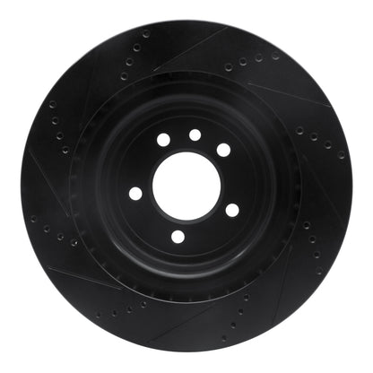 R1 Concepts R1 2013-2025 Land Rover Defender 110 Rear Right Drilled & Slotted Black Brake Rotor