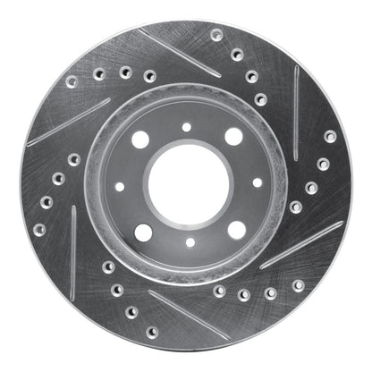 R1 Concepts R1 84-90 Honda Accord Sedan Front Left Drilled & Slotted Silver Brake Rotor