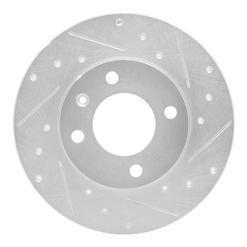 R1 Concepts R1 73-05 Audi Coupe Front Right Drilled & Slotted Silver Brake Rotor