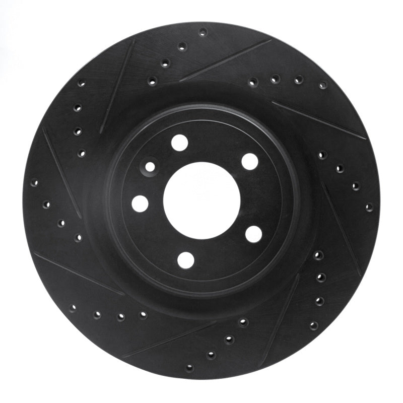R1 Concepts R1 11-14 Ford Mustang Front Left Drilled & Slotted Black Brake Rotor