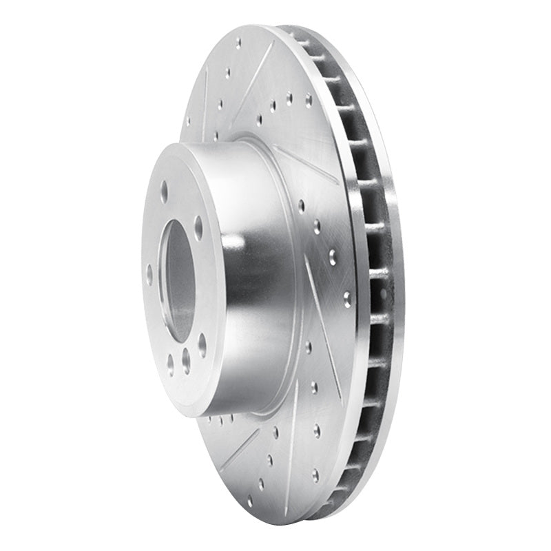 R1 Concepts R1 04-10 BMW 530XI Front Left Drilled & Slotted Silver Brake Rotor