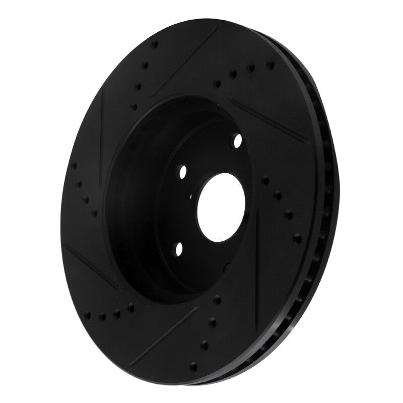 R1 Concepts R1 15-19 Subaru Legacy Front Right Drilled & Slotted Black Brake Rotor