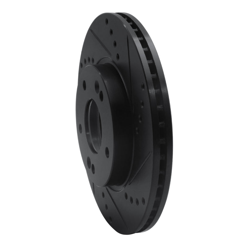 R1 Concepts R1 2011-2025 Hyundai Elantra GT Front Right Drilled & Slotted Black Brake Rotor