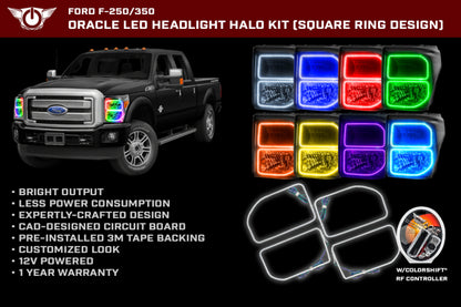 ORACLE Lighting Oracle Ford F250/350 11-16 Halo Kit (Square Ring Design) - ColorSHIFT