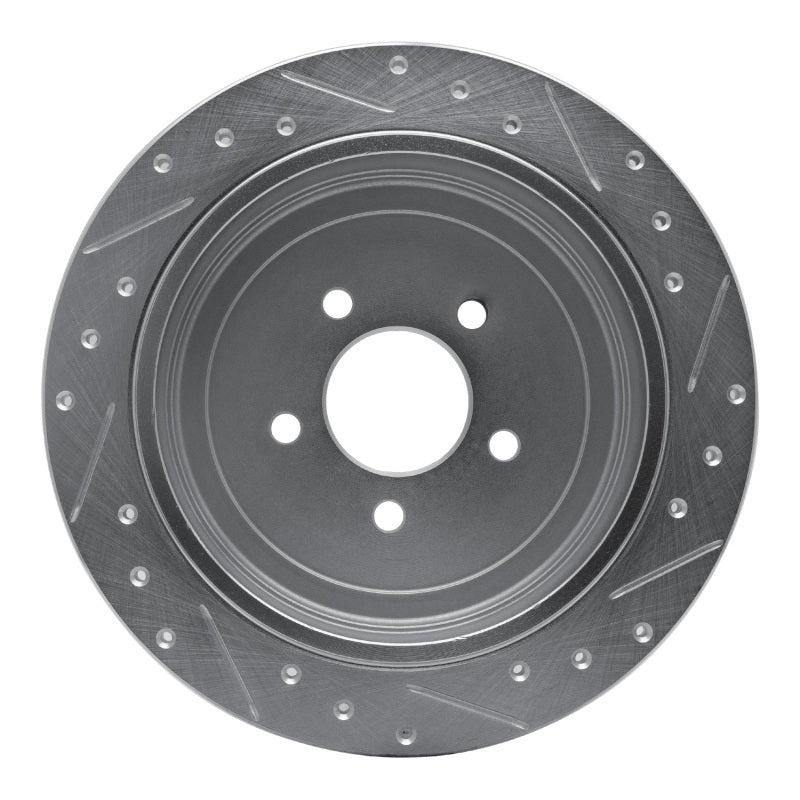 R1 Concepts R1 03-11 Lincoln Town Car Rear Left Drilled & Slotted Silver Brake Rotor