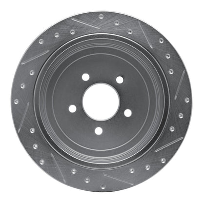 R1 Concepts R1 03-11 Lincoln Town Car Rear Left Drilled & Slotted Silver Brake Rotor
