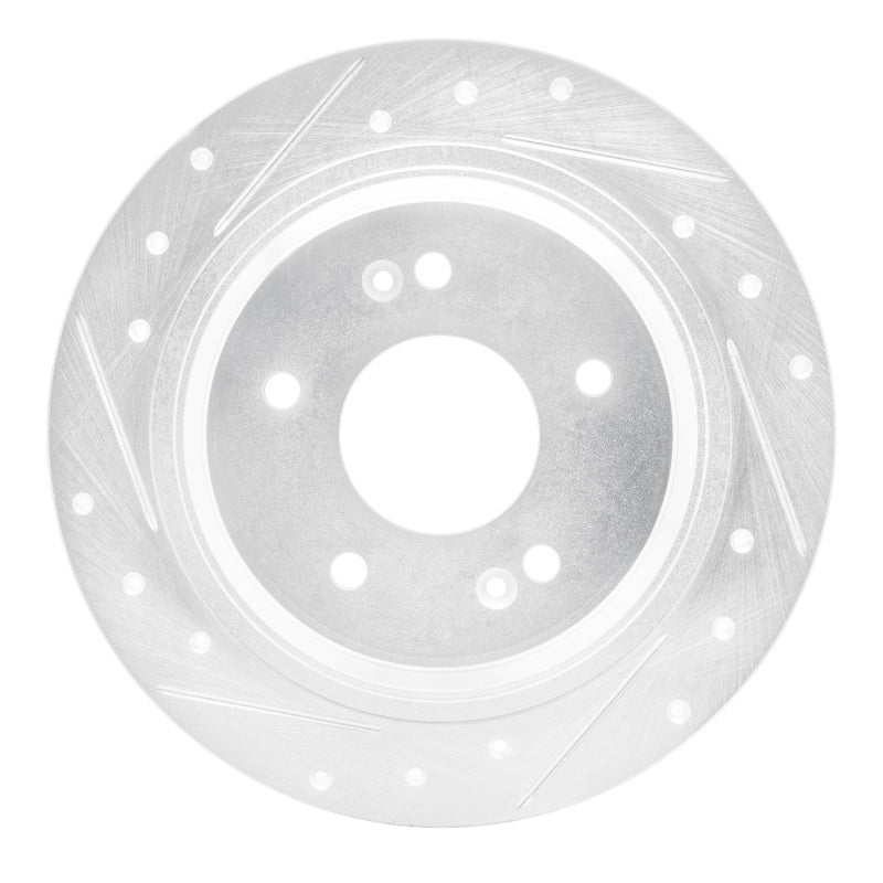 R1 Concepts R1 18-25 Hyundai Kona Rear Left Drilled & Slotted Silver Brake Rotor