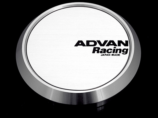 Advan 73mm Flat Center Cap - White/Silver Alumite
