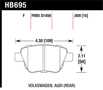Hawk Performance Hawk 2011-2013 Audi A3 Except TDI HPS 5.0 Rear Brake Pads