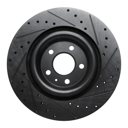 R1 Concepts R1 2017-2025 Audi Q8 e-Tron Sportback Rear Left Drilled & Slotted Black Brake Rotor