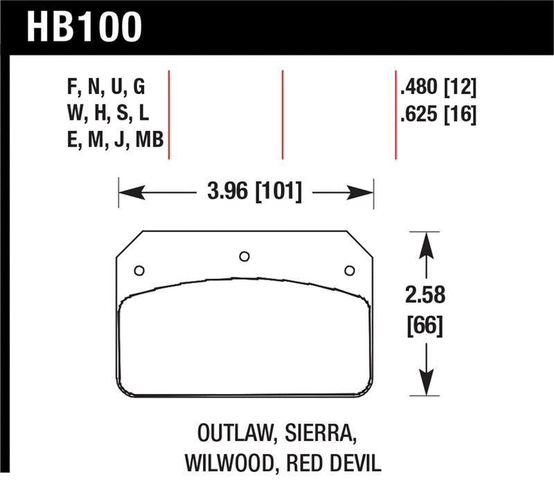Hawk Performance Hawk Wilwood/Outlaw 16mm Blue 9012 Rear Brake Pads
