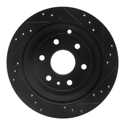 R1 Concepts R1 07-17 Buick Enclave Rear Left Drilled & Slotted Black Brake Rotor