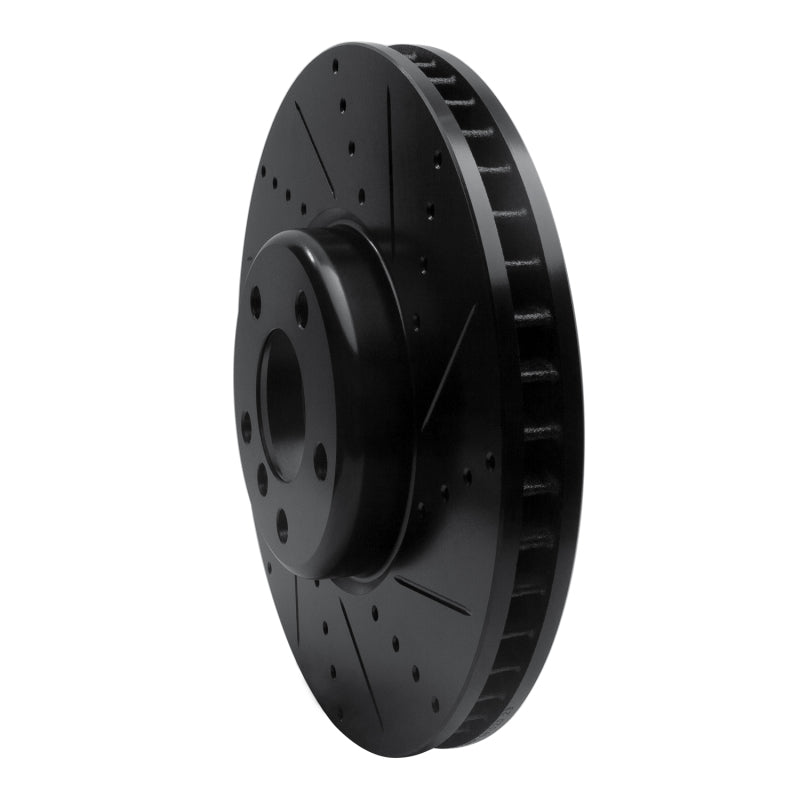 R1 Concepts R1 10-18 BMW 550I Left Front Drilled & Slotted Black Brake Rotor