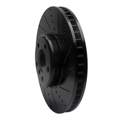 R1 Concepts R1 10-18 BMW 550I Left Front Drilled & Slotted Black Brake Rotor