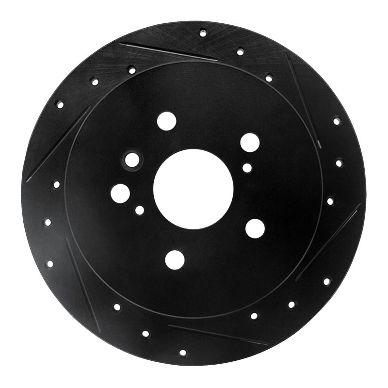 R1 Concepts R1 04-10 Toyota SIENNA Rear Right Drilled & Slotted Black Brake Rotor
