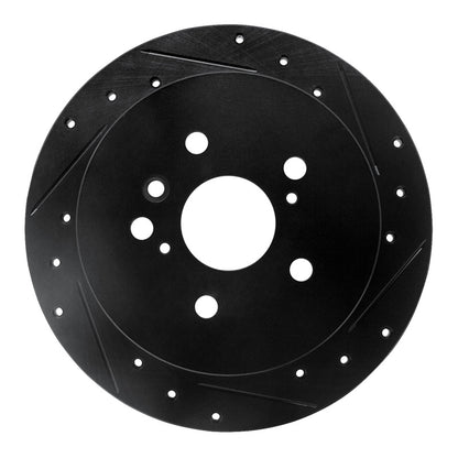 R1 Concepts R1 04-10 Toyota SIENNA Rear Right Drilled & Slotted Black Brake Rotor