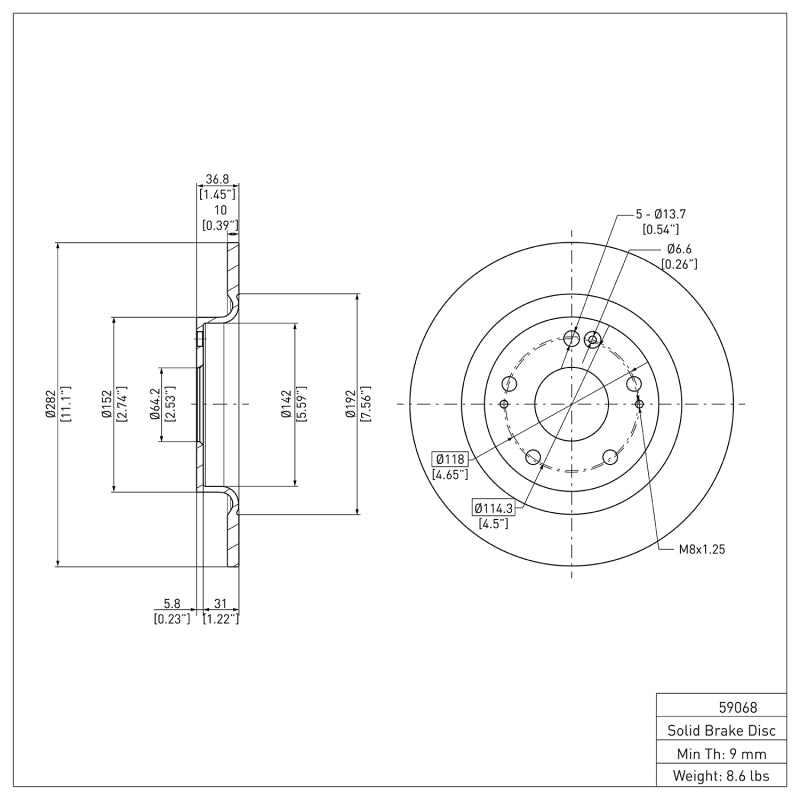 DFC 17-20 Honda Civic Sedan Rear Brake Rotor