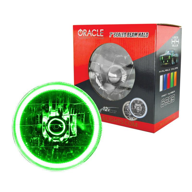 ORACLE Lighting Oracle Pre-Installed Lights 7 IN. Sealed Beam - Green Halo