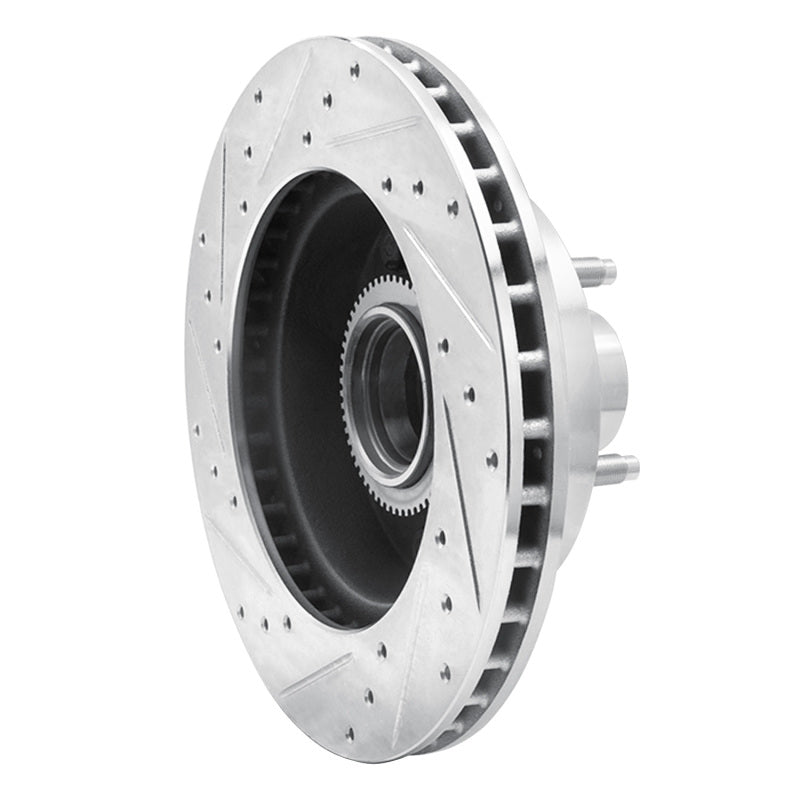 R1 Concepts R1 94-03 Ford E-150 Econoline Club Wagon Front Right Drilled & Slotted Silver Brake Rotor