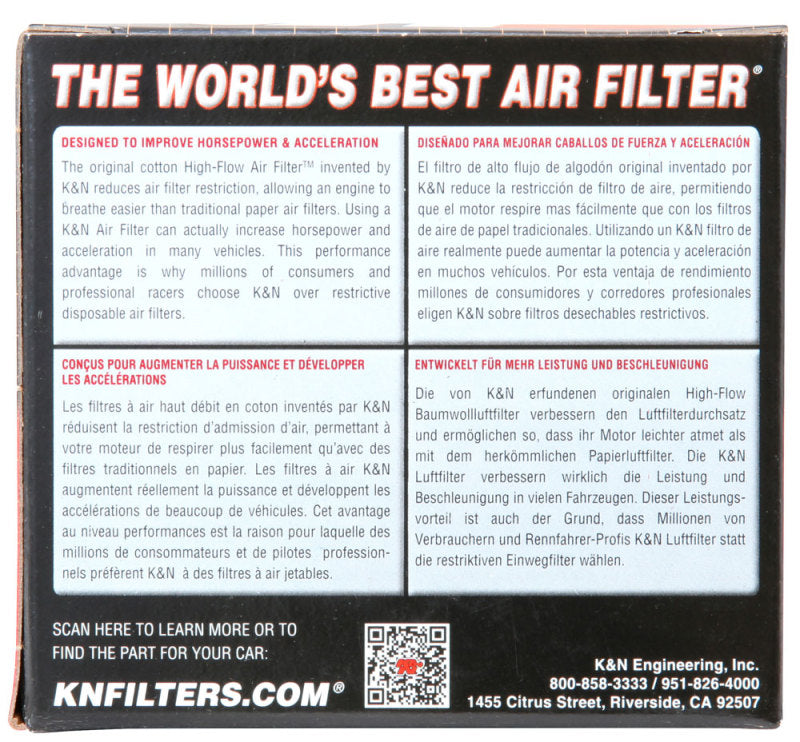 K&N Engineering K&N 1-3/4in FLG 4 X 2-7/8in B 3 X 2in T 2-3/4in L Universal Clamp-On Air Filter