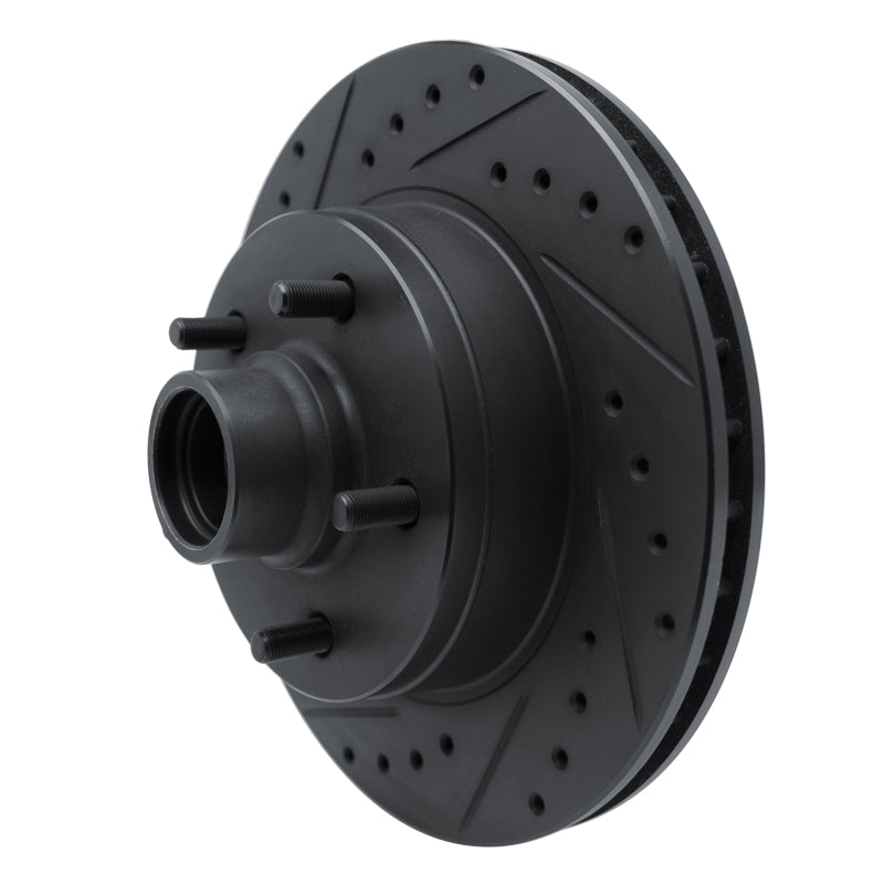 R1 Concepts R1 90-90 Cadillac BROUGHAM Front Left Drilled & Slotted Black Brake Rotor