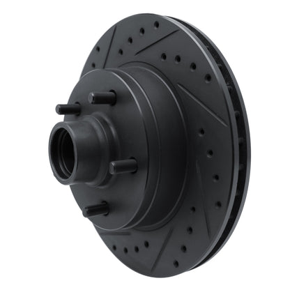 R1 Concepts R1 90-90 Cadillac BROUGHAM Front Left Drilled & Slotted Black Brake Rotor