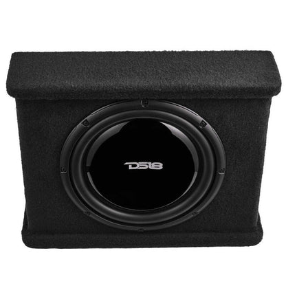 DS18 Single 12in Shallow Subwoofer and Enclosure 350 Watts RMS Sealed Black Carpet