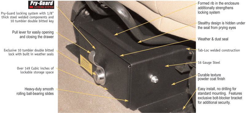 Tuffy Products Tuffy Jeep Wrangler Underseat Drawer Flip Seat W/ Keyed Lock