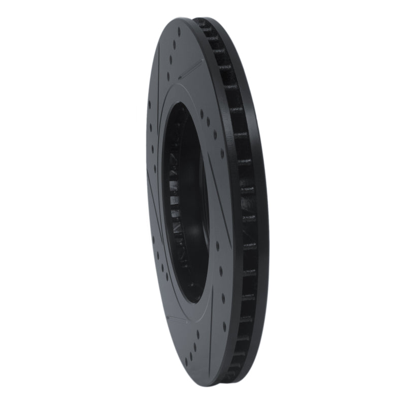 R1 Concepts R1 07-15 Nissan Rogue Front Right Drilled & Slotted Black Brake Rotor