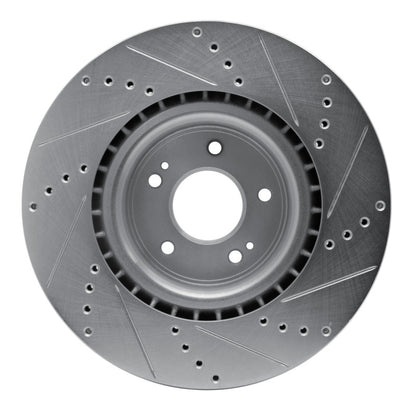 R1 Concepts R1 10-16 Hyundai Genesis Coupe Front Left Drilled & Slotted Silver Brake Rotor