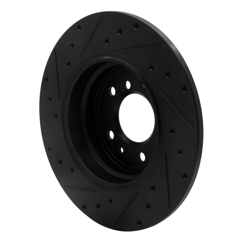 R1 Concepts R1 91-01 BMW 850CI Rear Right Drilled & Slotted Black Brake Rotor