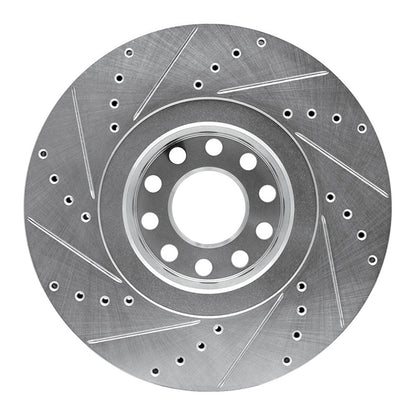 R1 Concepts R1 00-03 Audi A8 Front Right Drilled & Slotted Silver Brake Rotor