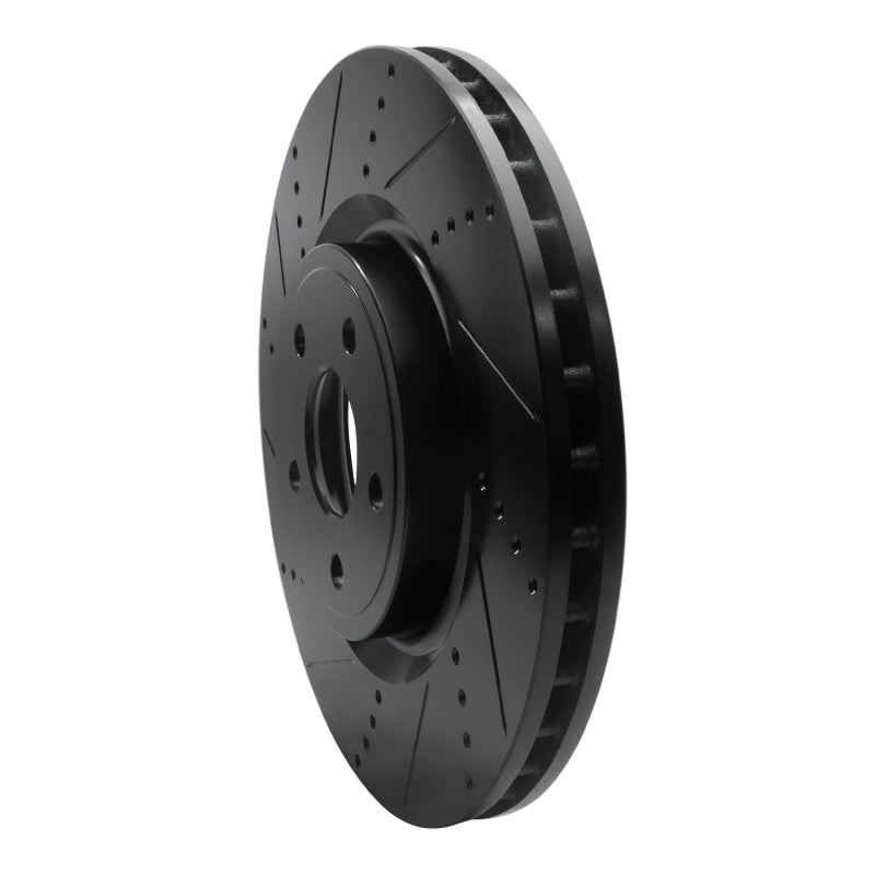 R1 Concepts R1 2012-2025 Dodge Durango Front Left Drilled & Slotted Black Brake Rotor