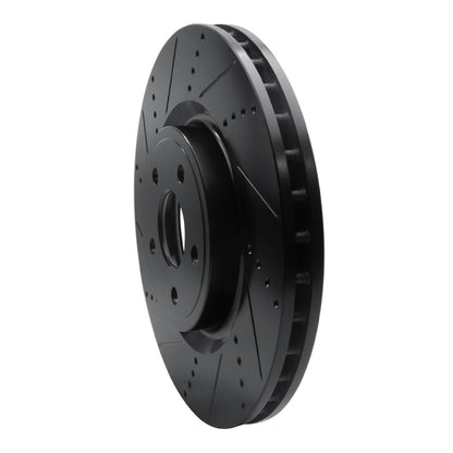 R1 Concepts R1 2012-2025 Dodge Durango Front Left Drilled & Slotted Black Brake Rotor