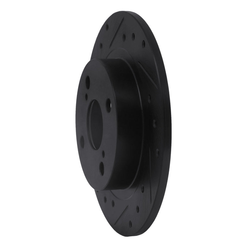 R1 Concepts R1 87-92 Chevrolet Nova Rear Left Drilled & Slotted Black Brake Rotor
