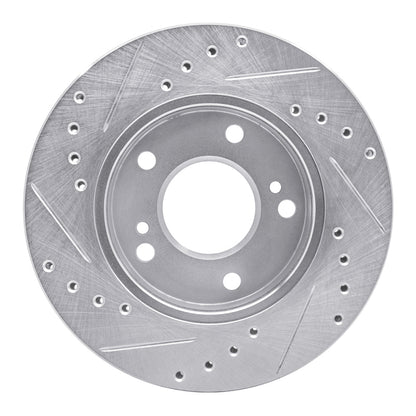 R1 Concepts R1 96-98 Nissan 240SX Front Right Drilled & Slotted Silver Brake Rotor