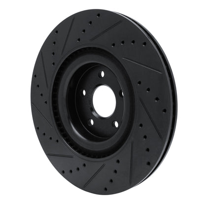 R1 Concepts R1 16-18 Ford Focus Front Right Drilled & Slotted Black Brake Rotor