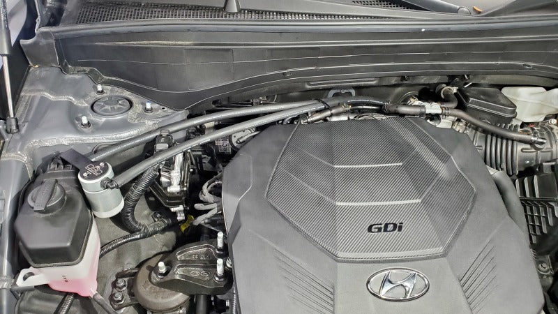 J&L 20-25 Hyundai Palisade / Kia Telluride 3.8L Oil Separator 3.0 Passenger Side - Clear Anodize