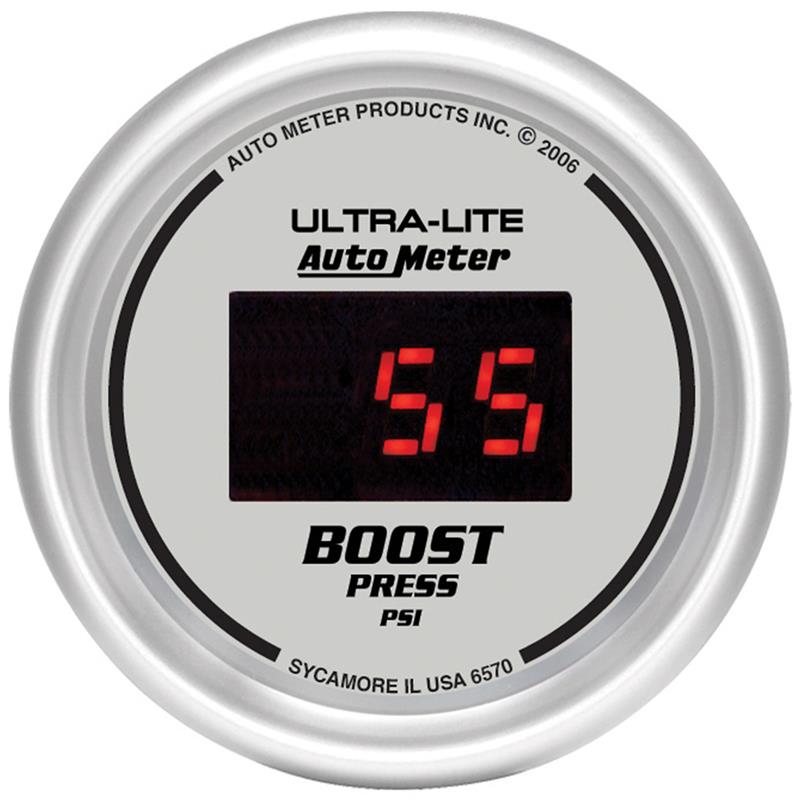 Autometer Ultra-Lite 2-1/16in 5-60 PSI Digital Boost Pressure Gauge - Silver