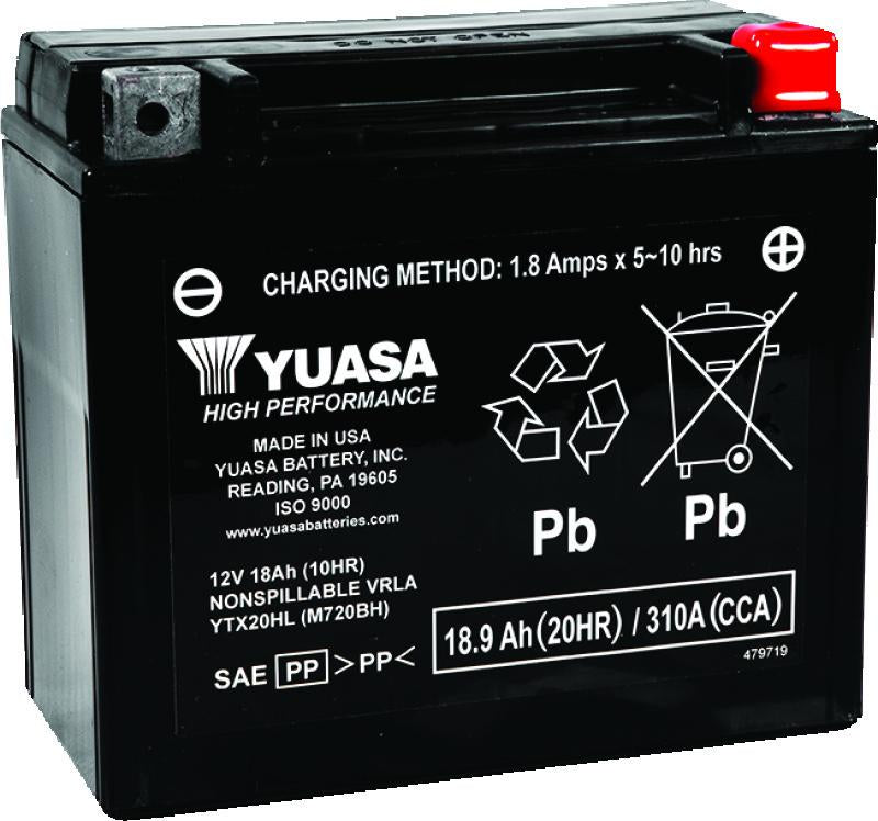 Yuasa Battery Yuasa YTX20HL Maintenance Free AGM 12-Volt Battery