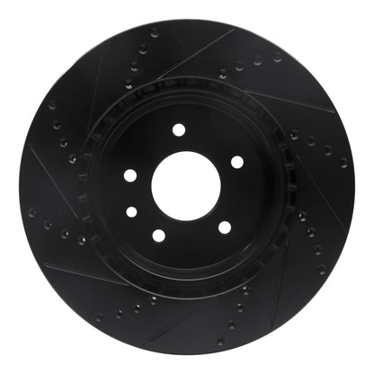 R1 Concepts R1 00-06 Jaguar XJR Rear Right Drilled & Slotted Black Brake Rotor
