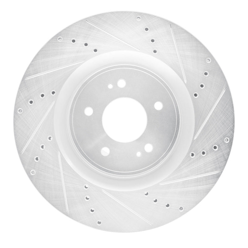 R1 Concepts R1 08-15 Mitsubishi Lancer Front Right Drilled & Slotted Silver Brake Rotor