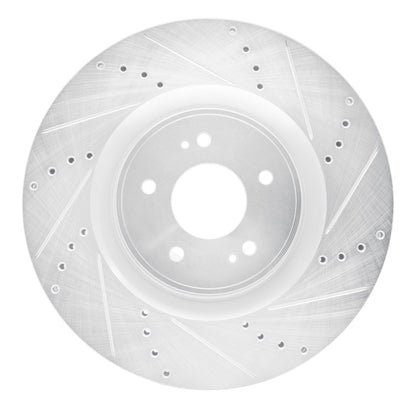 R1 Concepts R1 08-15 Mitsubishi Lancer Front Right Drilled & Slotted Silver Brake Rotor