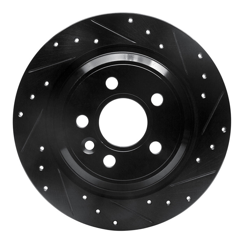 R1 Concepts R1 07-18 Volvo S60 Cross Country Rear Right Drilled & Slotted Black Brake Rotor