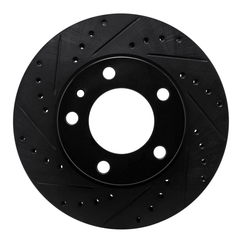 R1 Concepts R1 82-89 BMW 635CSI Front Left Drilled & Slotted Black Brake Rotor